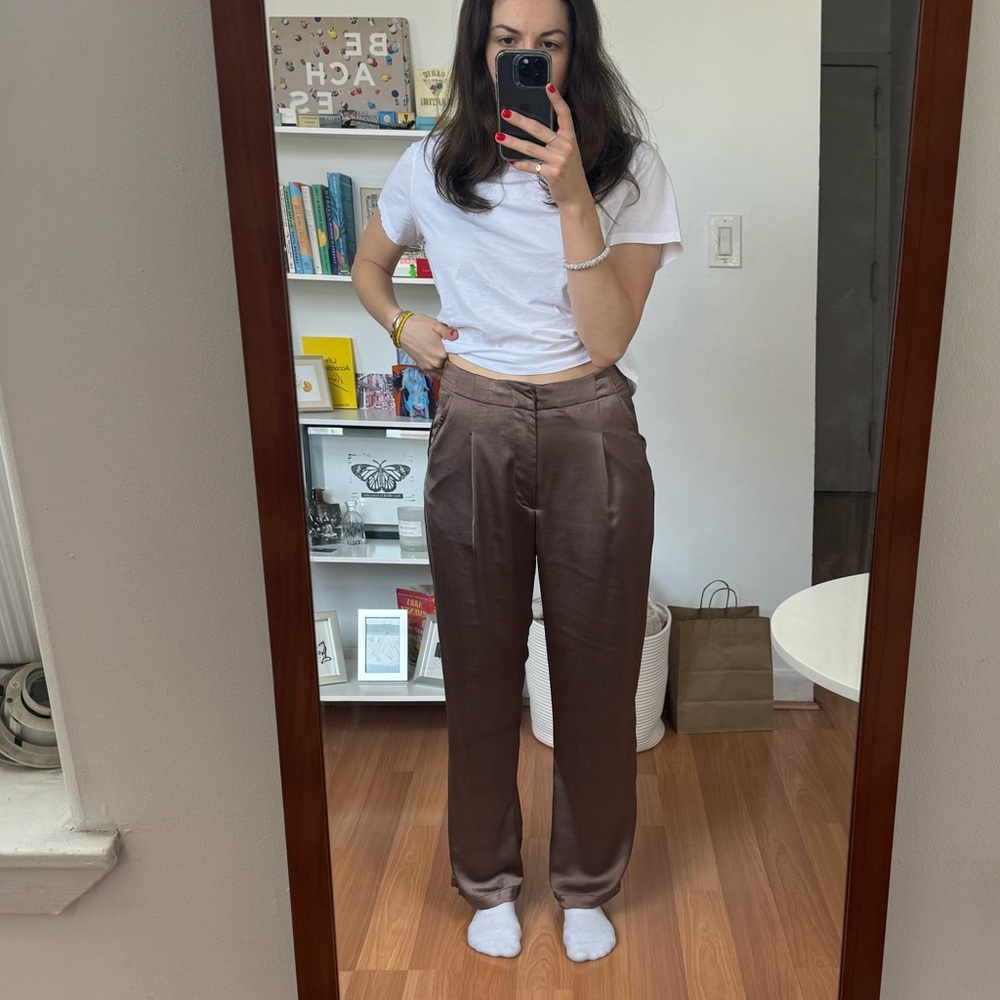Women's Brown Silk Pants